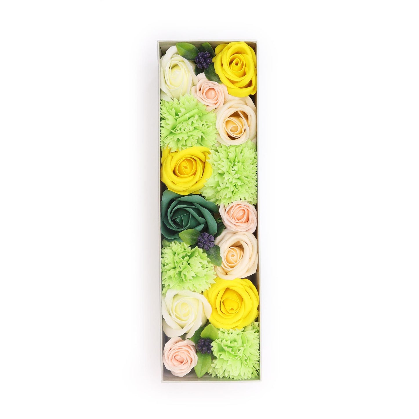 Soap Flowers Long Box - Spring Celebrations - Yellow & Greens