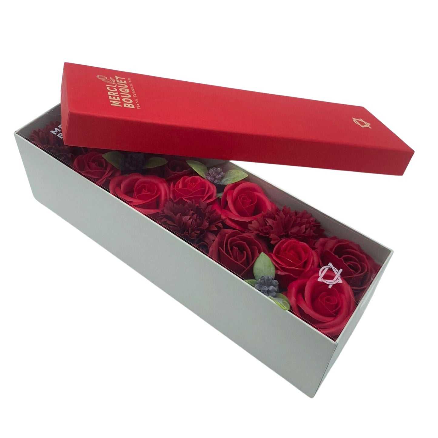 Soap Flowers Long Box - Classic Red Roses