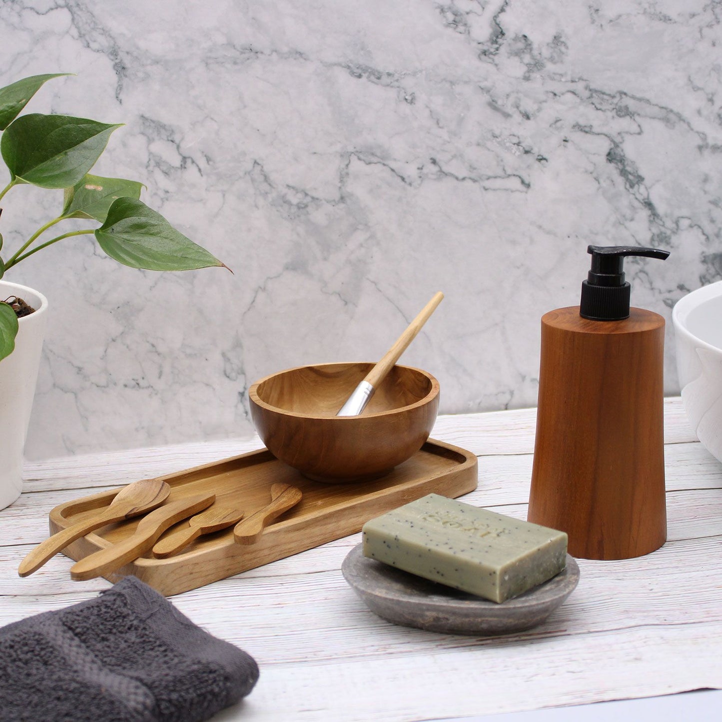 Natural Teak wood Soap Dispenser - Taper
