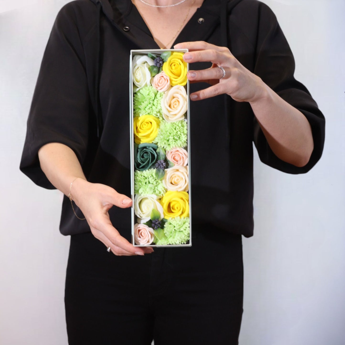 Soap Flowers Long Box - Spring Celebrations - Yellow & Greens