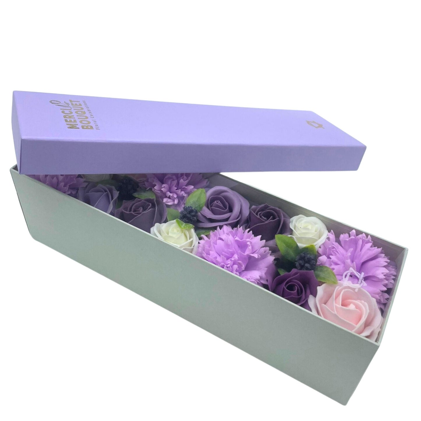 Soap Flowers Long Box - Lavender Rose & Carnation