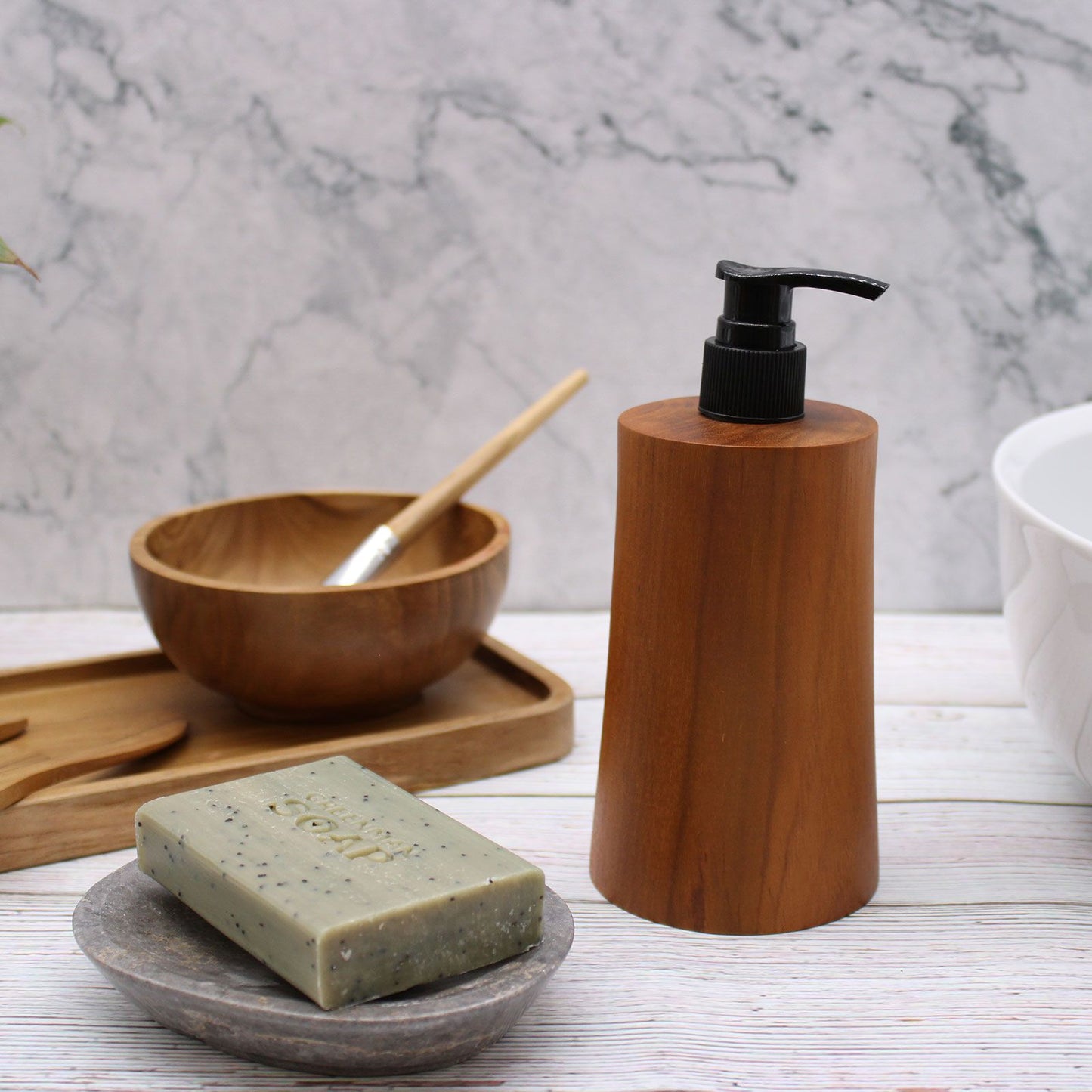 Natural Teak wood Soap Dispenser - Taper