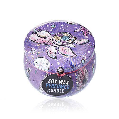 Art Tin Candle - Assorted Design - Sea life - Raspberry