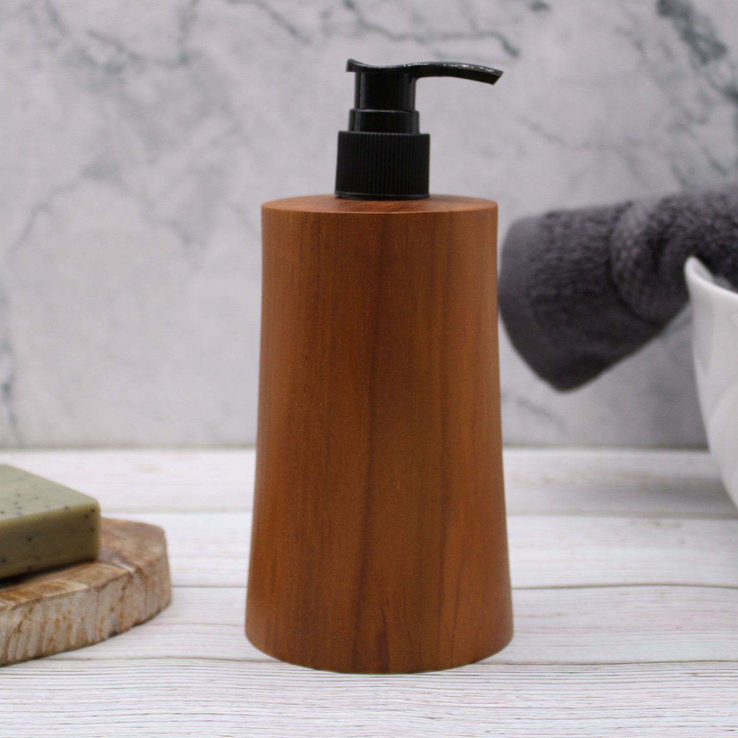 Natural Teak wood Soap Dispenser - Taper