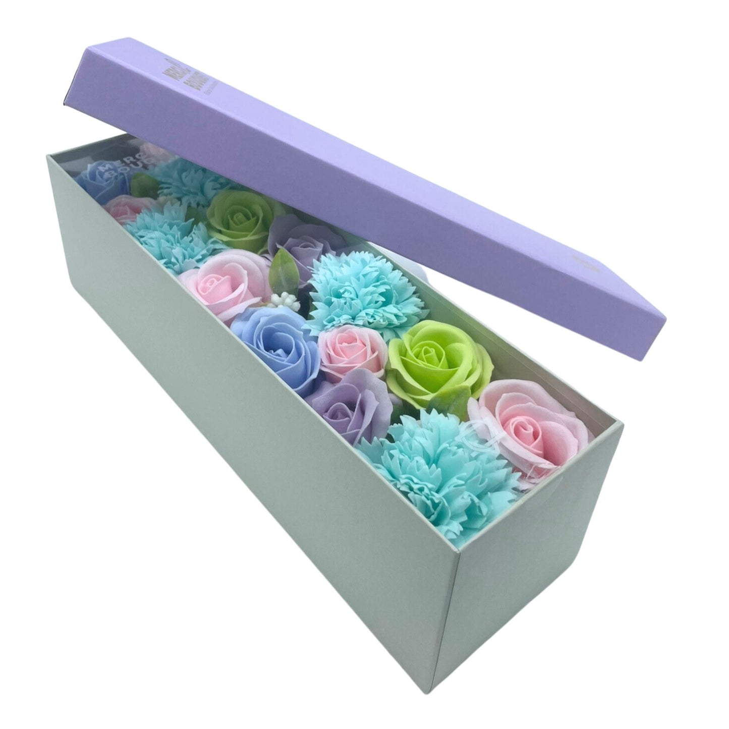 Soap Flowers Long Box - Baby Blessings - Blues