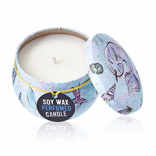 Art Tin Candle - Assorted Design - Sea life - Raspberry