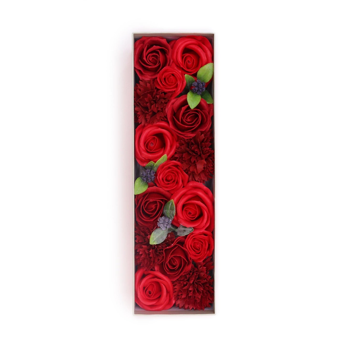 Soap Flowers Long Box - Classic Red Roses
