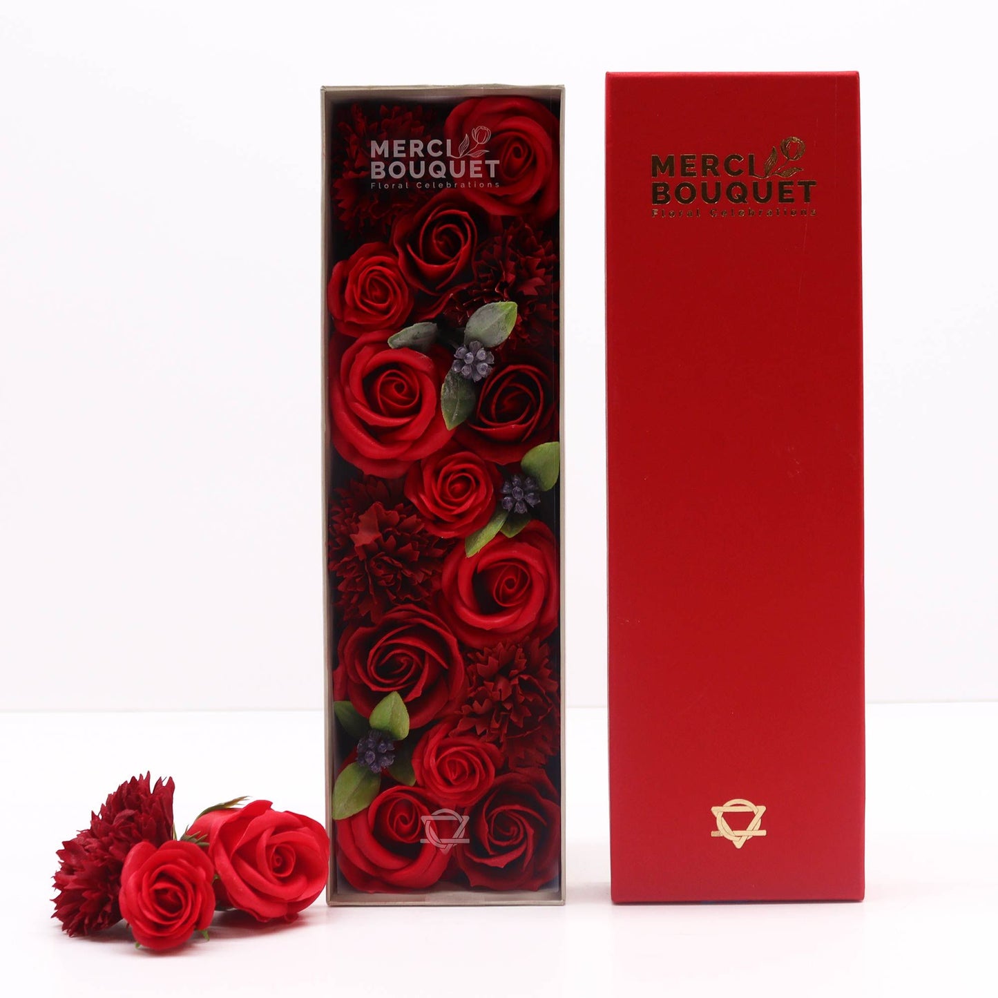 Soap Flowers Long Box - Classic Red Roses