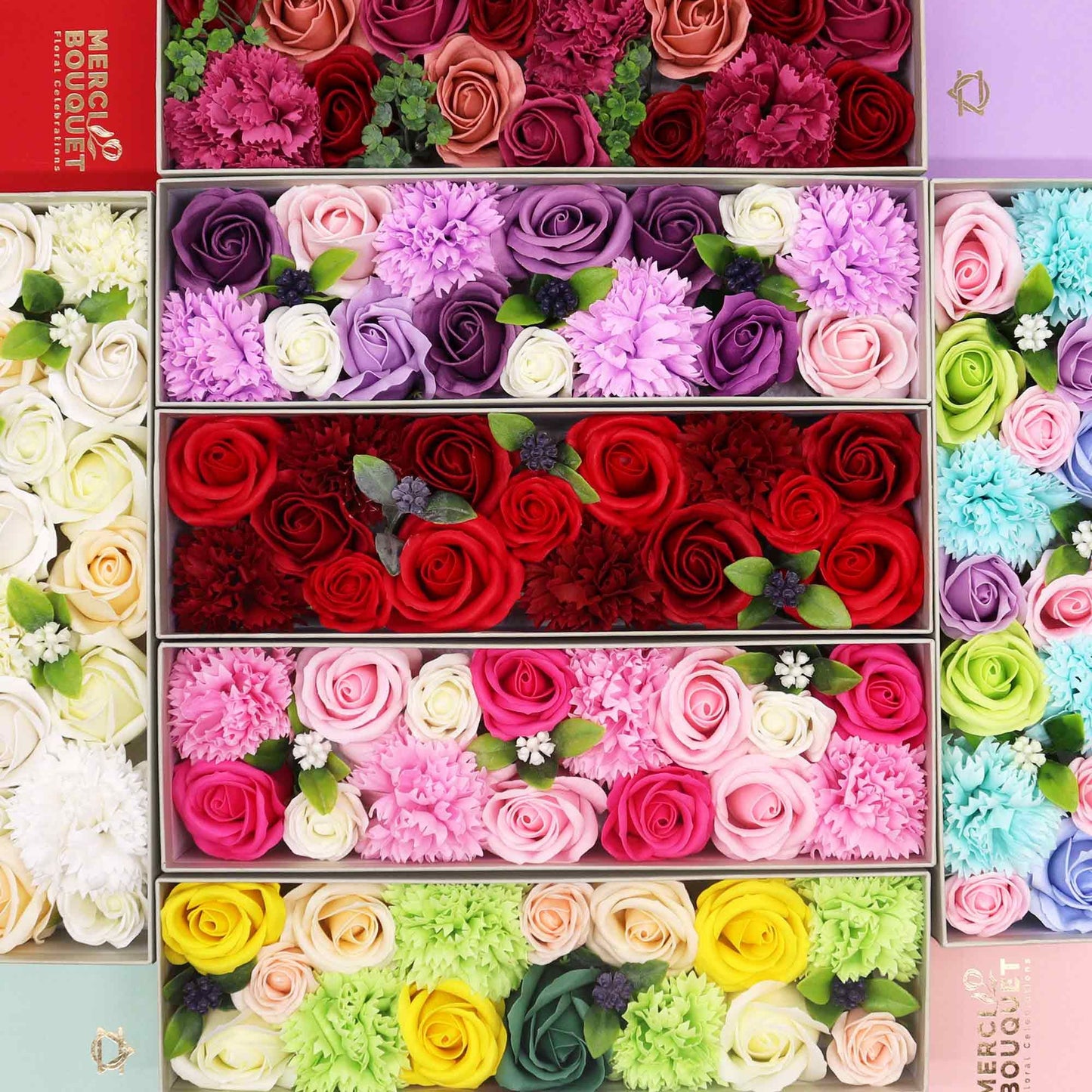 Soap Flowers Long Box - Lavender Rose & Carnation