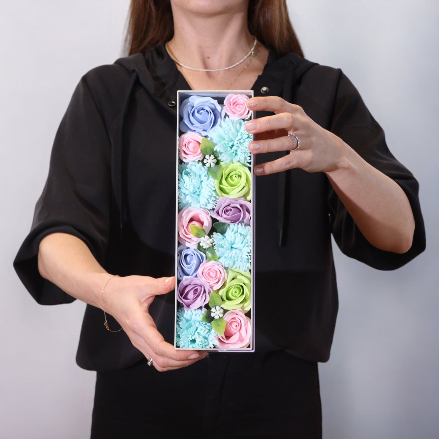 Soap Flowers Long Box - Baby Blessings - Blues