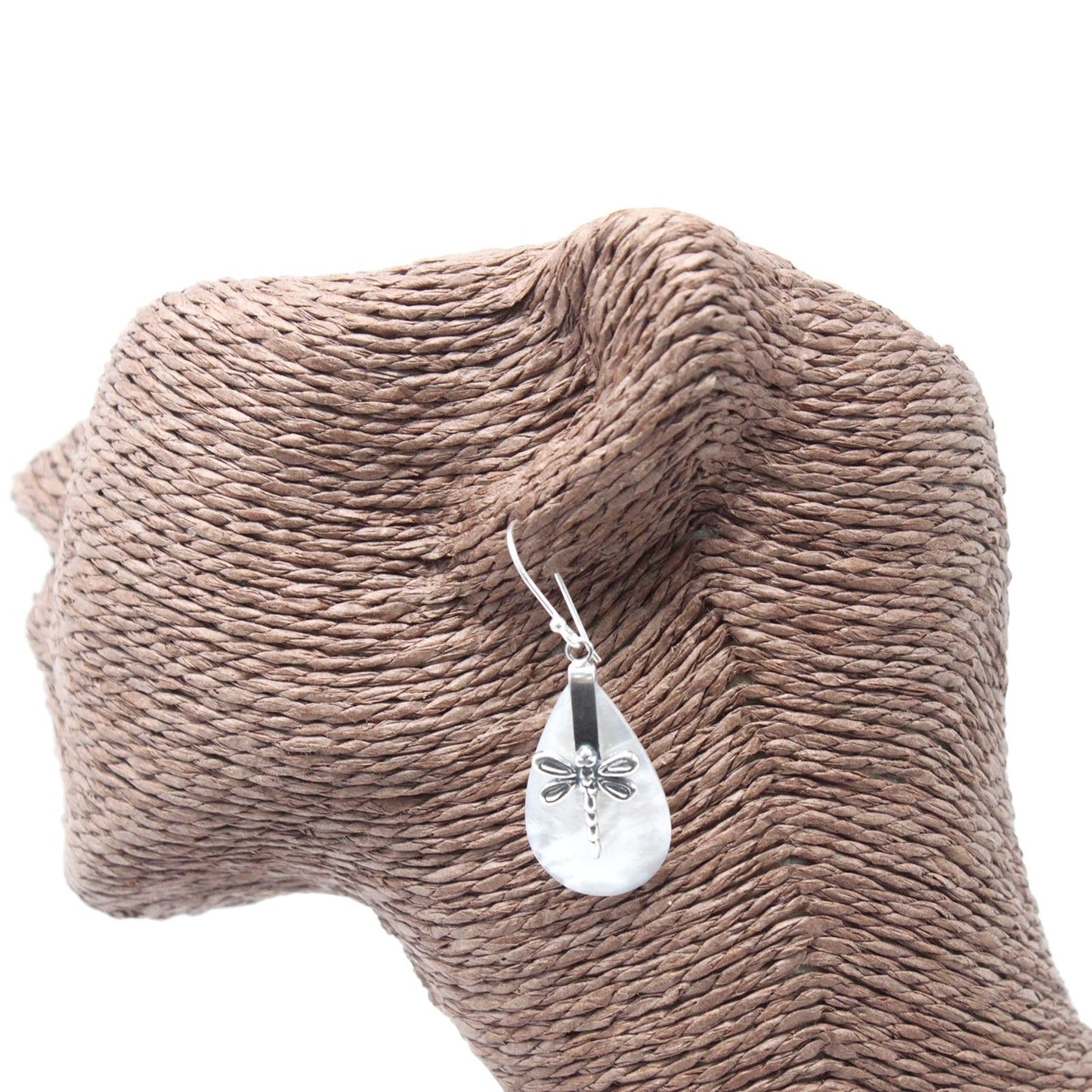 Shell & Silver Earrings - Dragonflies