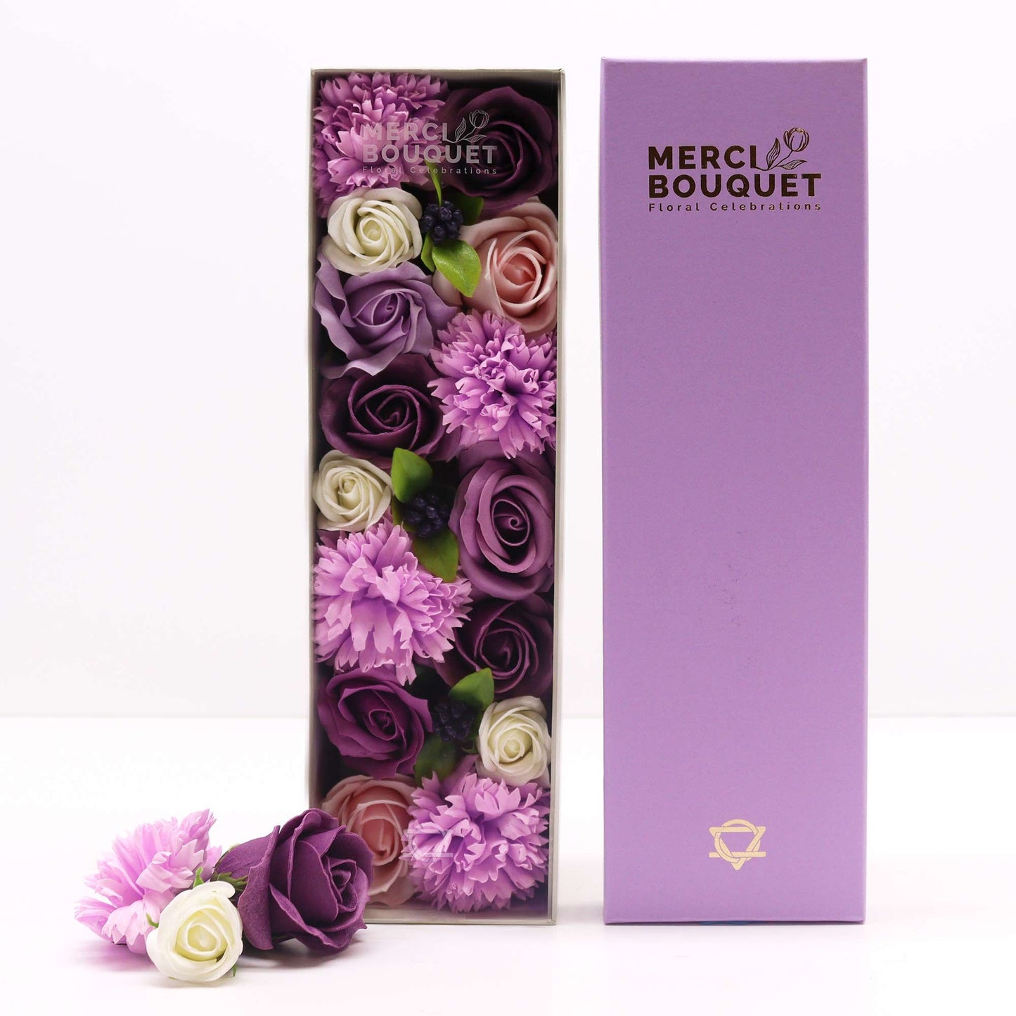 Soap Flowers Long Box - Lavender Rose & Carnation