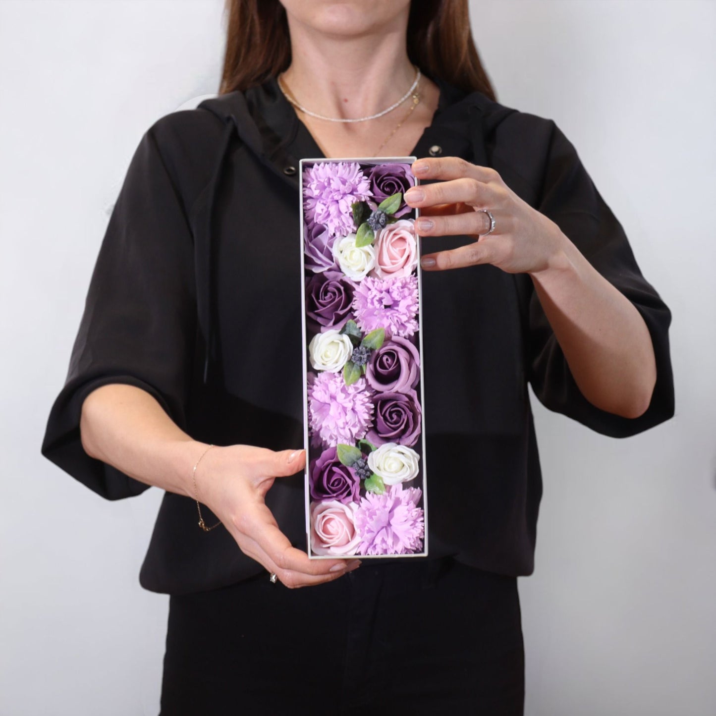 Soap Flowers Long Box - Lavender Rose & Carnation