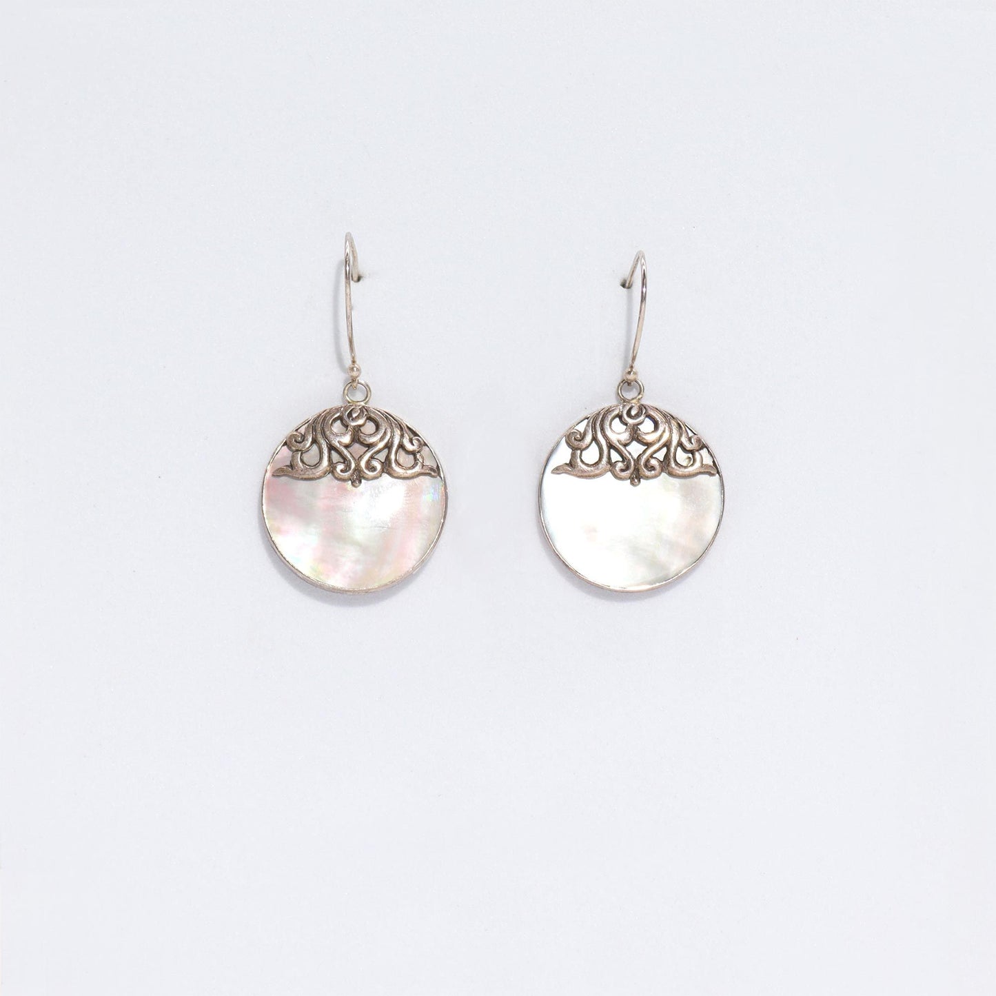 Shell & Silver Earrings - Classic Disc