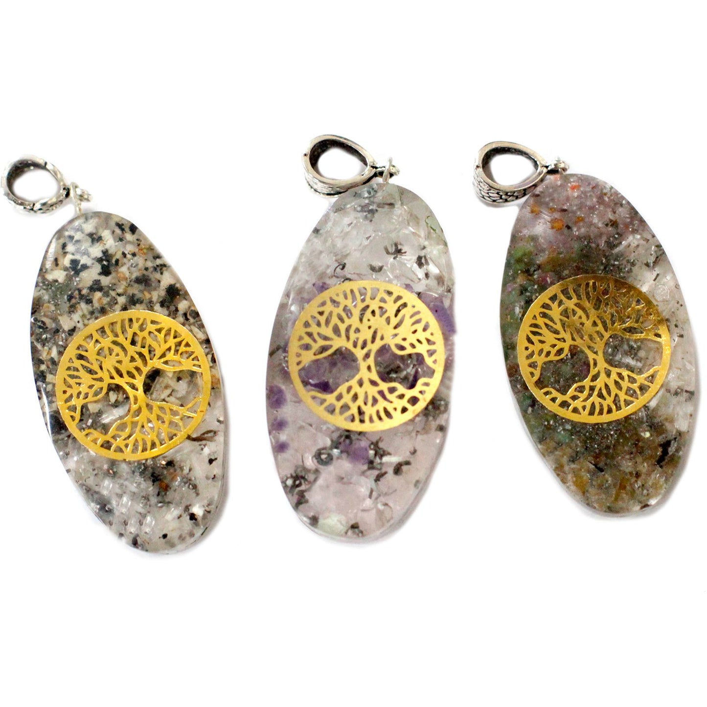 Orgonite Pendant - 7 Stone Oval with Tree