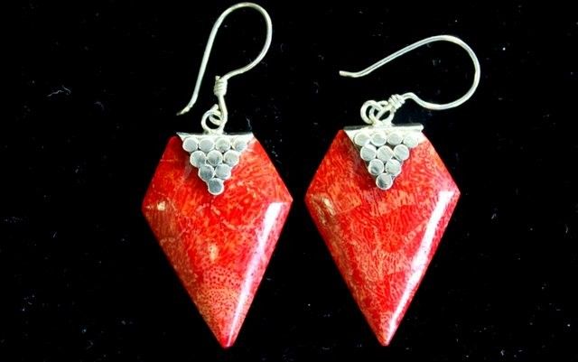 925 Silver Earrings - Coral Imitation - Grapes