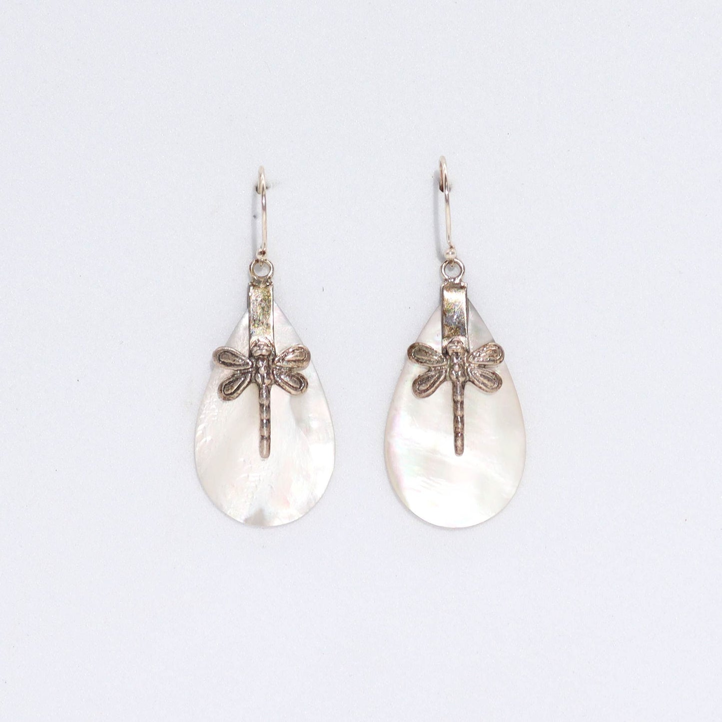 Shell & Silver Earrings - Dragonflies