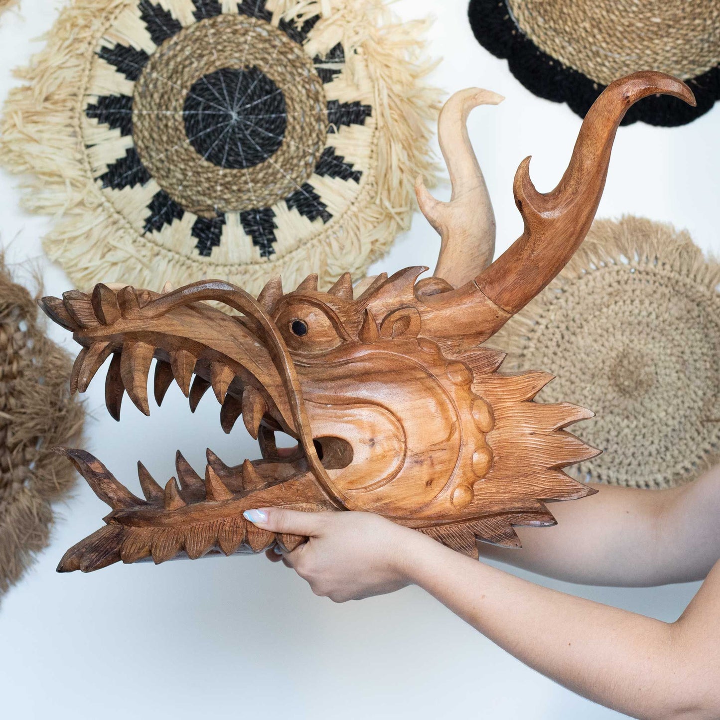 Dragon Head Carving - 30cm