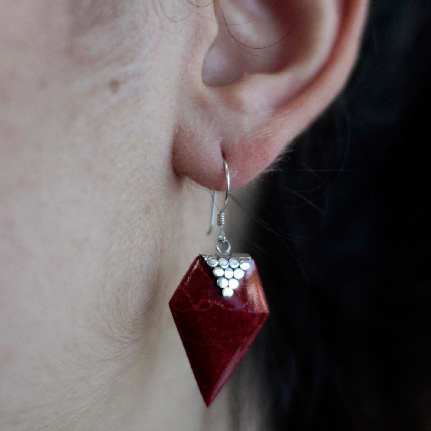 925 Silver Earrings - Coral Imitation - Grapes