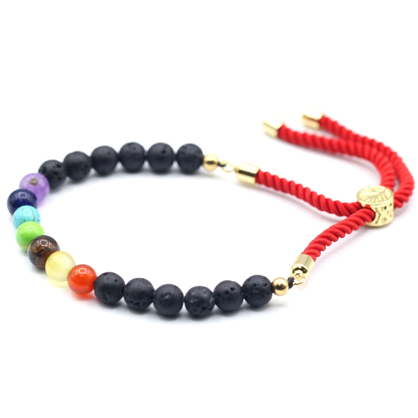 18K Gold Plated Gemstone Royal String Bracelet - Lava Stone
