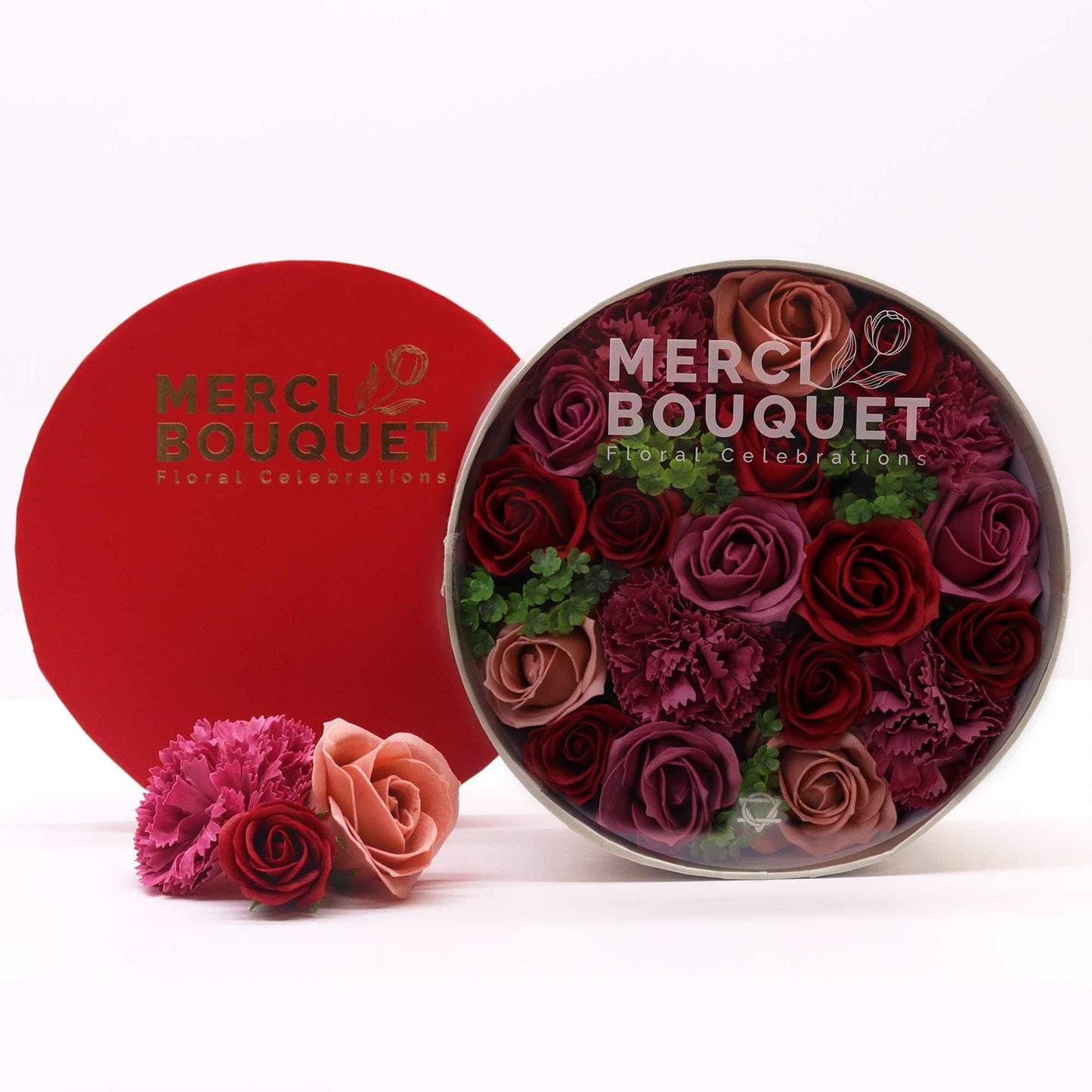 Soap Flowers Round Box - Vintage Roses
