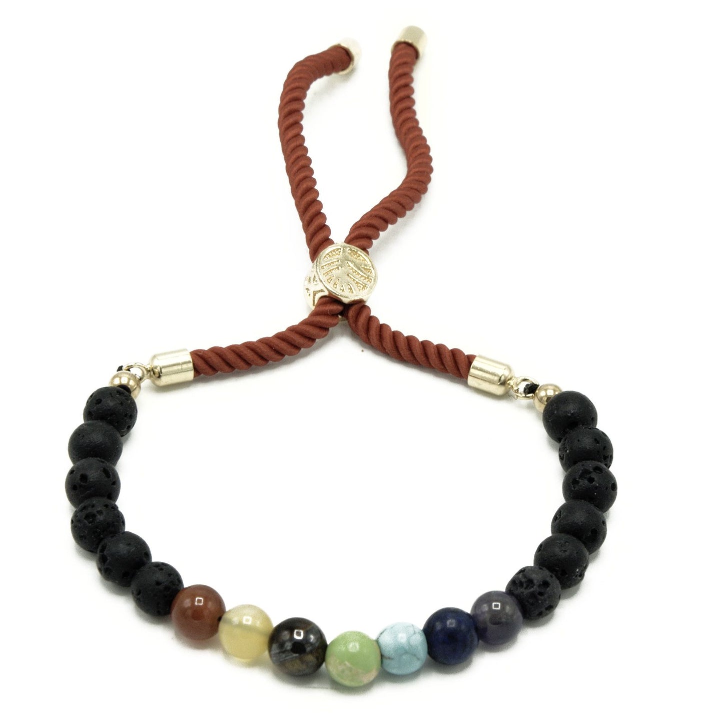 18K Gold Plated Gemstone Royal String Bracelet - Lava Stone