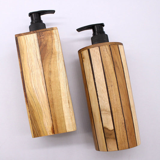 Natural Teak wood Soap Dispenser - Round