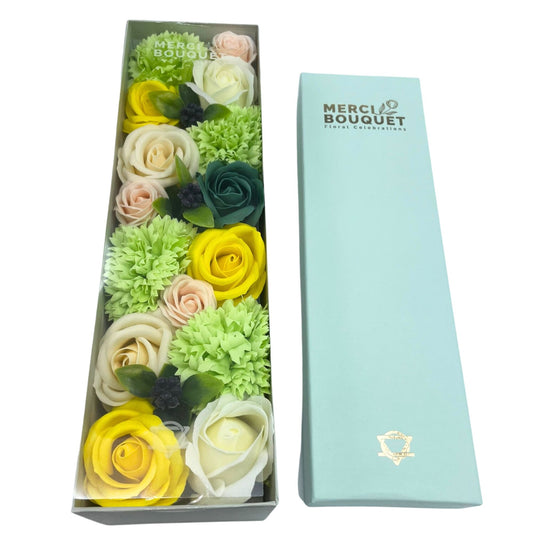 Soap Flowers Long Box - Spring Celebrations - Yellow & Greens