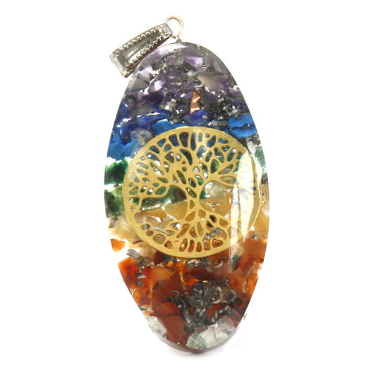 Orgonite Pendant - 7 Stone Oval with Tree