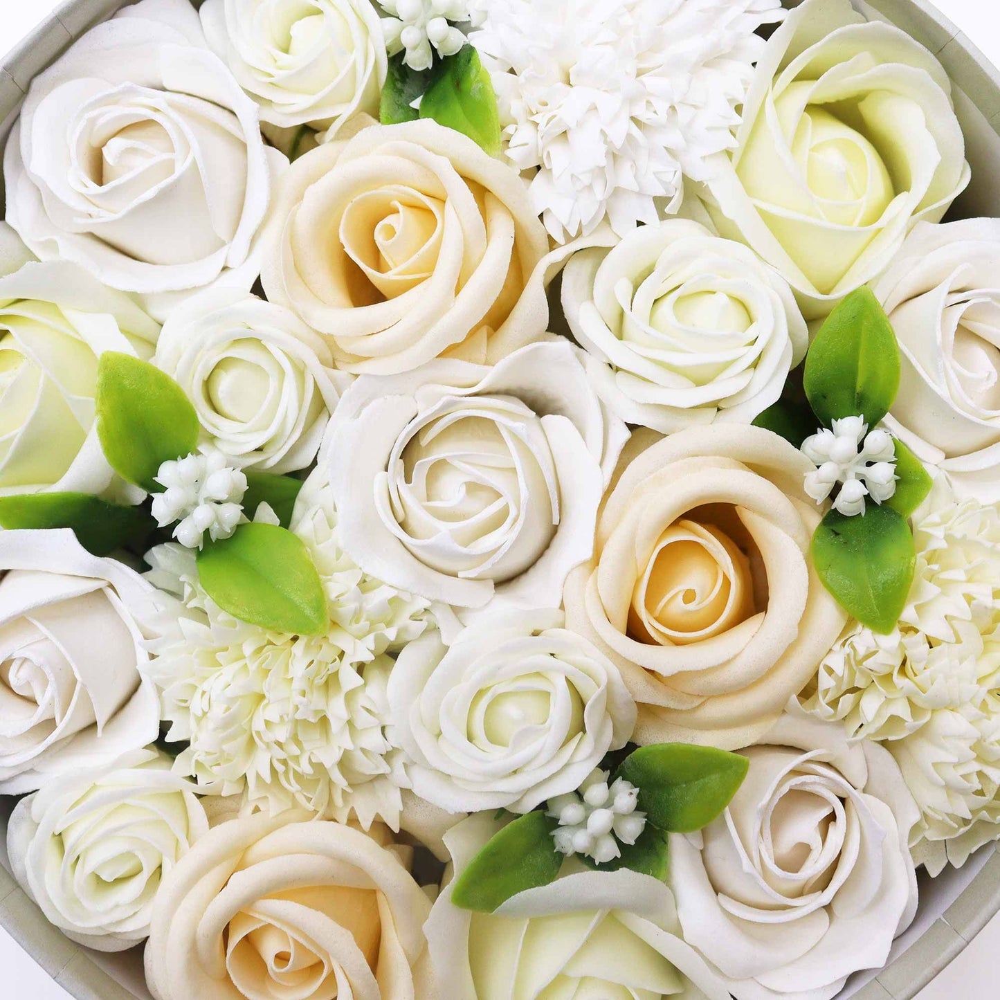 Soap Flowers Round Box - Wedding Blessings - White & Ivory